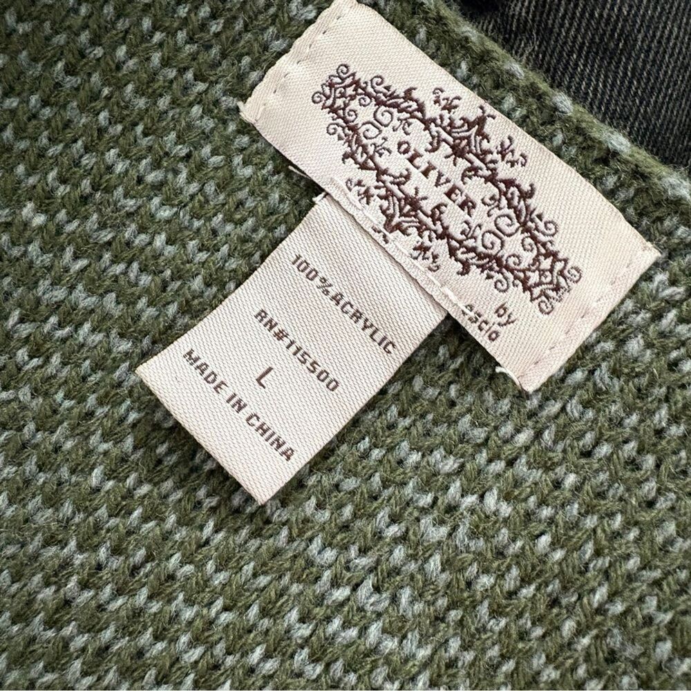 Anthropologie green window pane long line open cardigan sweater Oliver by Escio - Picture 7 of 15